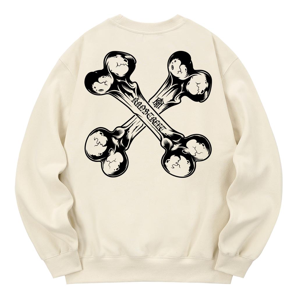 KAN6312 Kmc0207 X-Skull Fleece-Lined Sweatshirt Cream