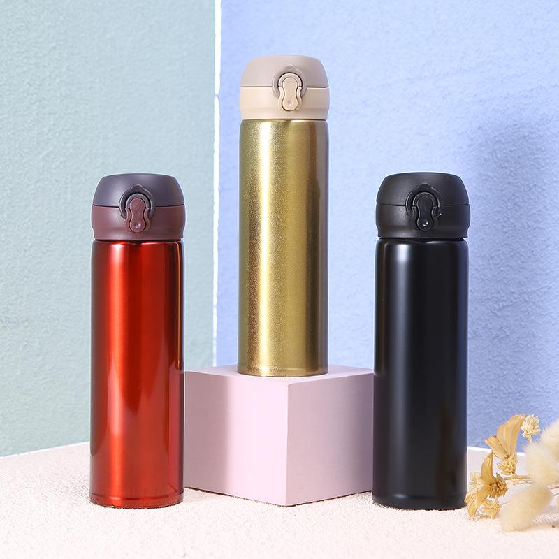 380-500ml einfarbiger 304 Edelstahl doppelwandiger Becher mit Deckel, Studentenwerbebecher, Geschenkwasserbecher, Isolierbecher