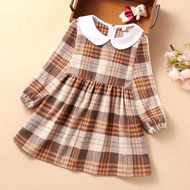 Girls' Dress Children's Floral Dress Stylish New Korean Style for Spring Autumn and Winter Long-sleeved Dress Base Layer Dress