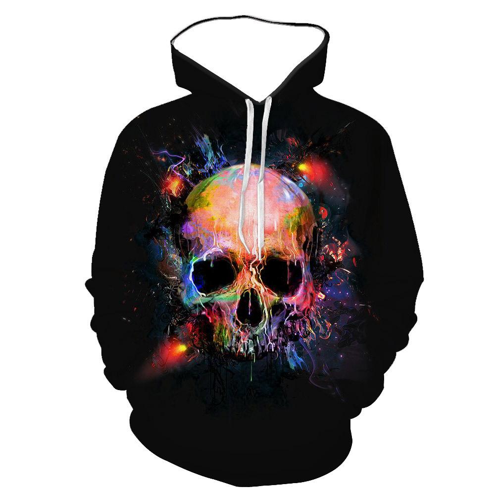 Autumn 3D Skull Printed Hoodies Fashionable Casual Sports Long Sleeved Men's Hooded Sweatshirts