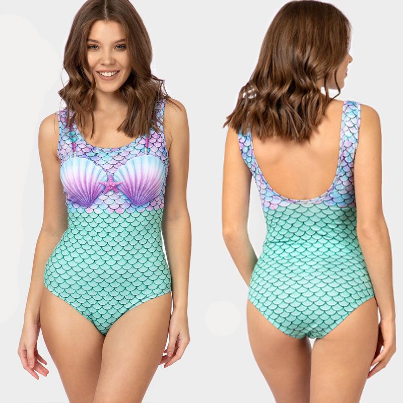 Triangle comfortable 3D color print explosive bikini women's one-piece swimsuit