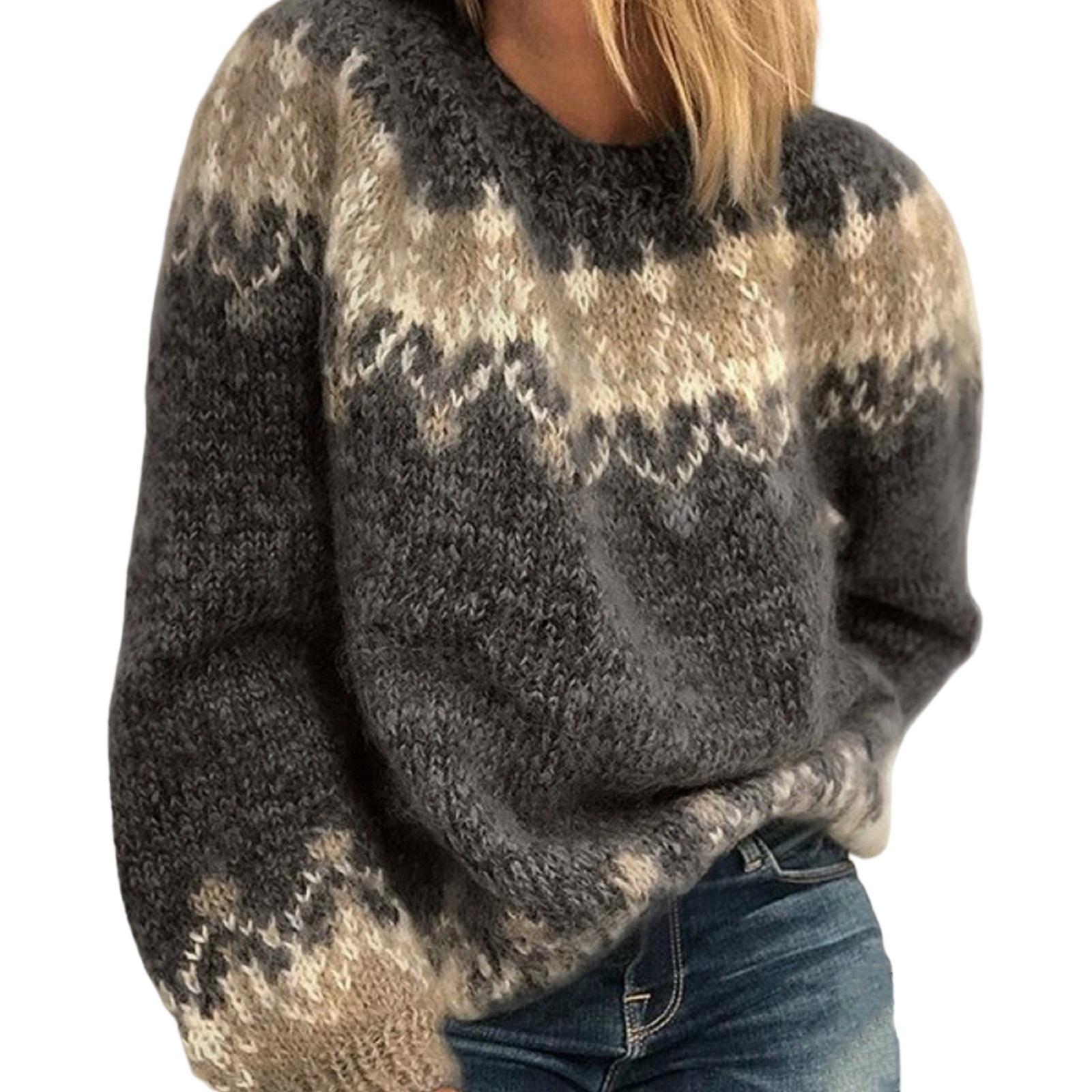 

Women s Winter Casual Loose Mohair Chunky Knit Sweater L чёрный