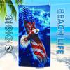 Patriotic American Flag Eagle Beach Towel Soft Absorbent Microfiber Quick-Drying Ideal for Yoga Travel Swimming Fitness Camping