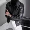 Men S Casual Loose Pu Leather Jacket Turn Down Collar