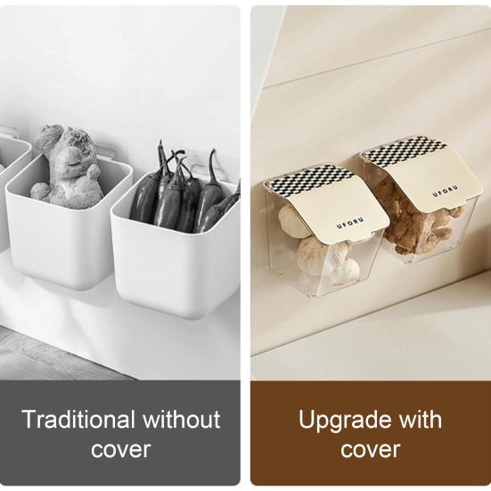 Ginger Storage Box Wall-Mounted Dustproof Good Sealing Food Grade with Cover Ginger Garlic Box Daily Necessities Storage Holder Kitchen Supplies