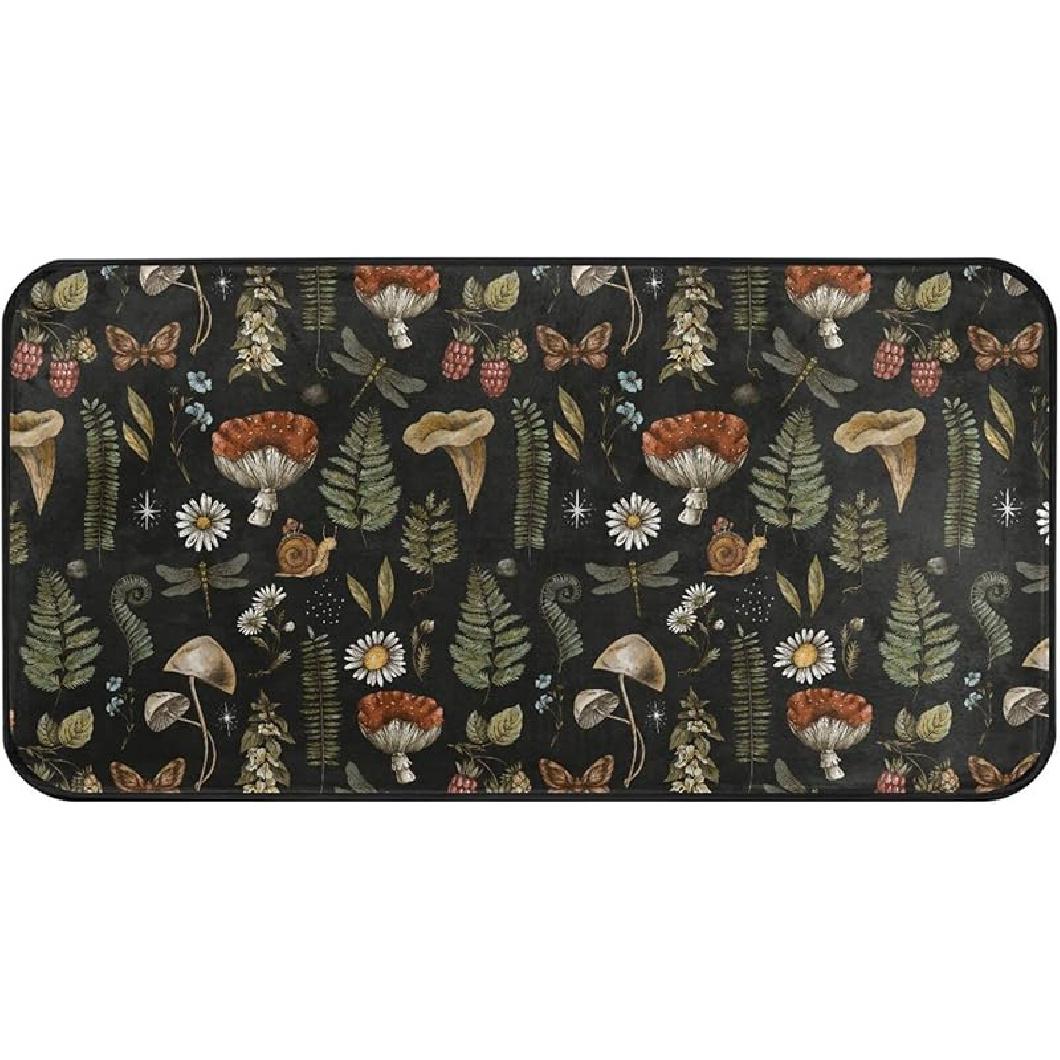 

Caikeny Кофейный Гном Пара Кухонные Коврики Моющиеся Длинный Напольный Коврик-Дорожка Нескользящие Коврики для Зоны Усталости Акварельная Клетка Впитывающий Придверный Коврик Амортизированные для Vintage Woodland