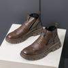 High End Brand Classic Brown Men's Outdoor Workwear Boots Thick Soled Business Short Boots Men's High Top Leather Casual Shoes