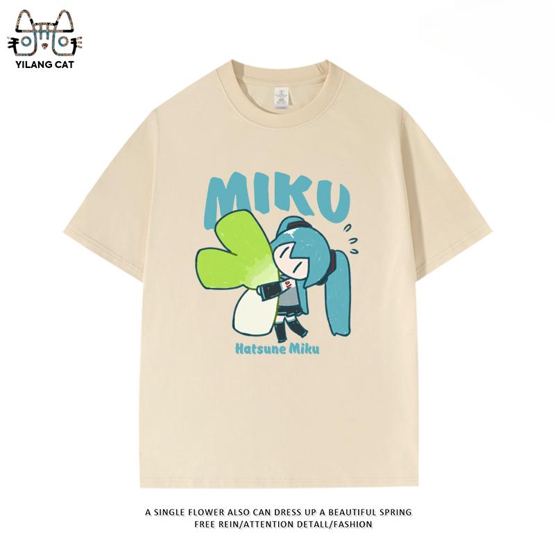 Hatsune Miku secondary pattern T-shirt summer men and women high quality 100% cotton T-shirt casual Harajuku loose T-shirt
