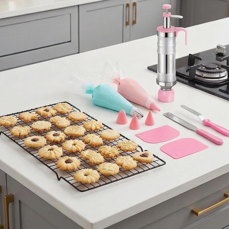 Professional Metal Cookie Frosts Decorating Set Includes 34Pieces Professional Cake Decorating Set For Home Bakers