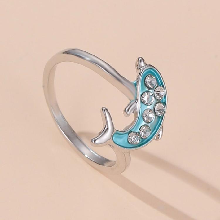 Blue Marine Animal Themed Rings Polished Interior Process Strong Wear