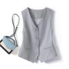 Women's Slim Fit Black Waistcoat - 2024 Spring/Fall Layered Short Vest