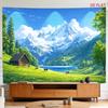 Gigantesco Arazzo Murale Paesaggio Montano Alpino Decorazione da Appendere a Parete per Casa Cabina Vista Foresta Natura Arte in Poliestere