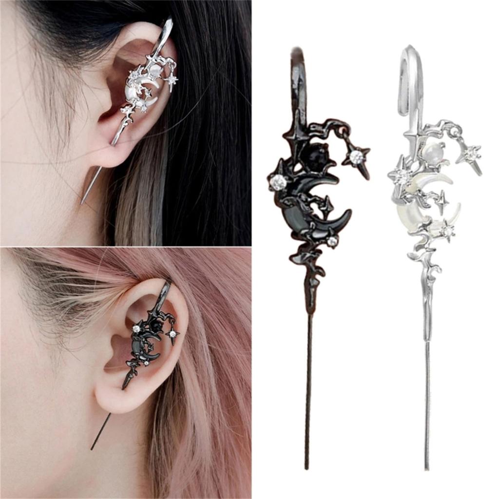 1 Pair Moon Shape Tassels Earrings Stylish Pendant Earrings Fashion Drop Earrings Ear Jewelry Present for Woman Girls