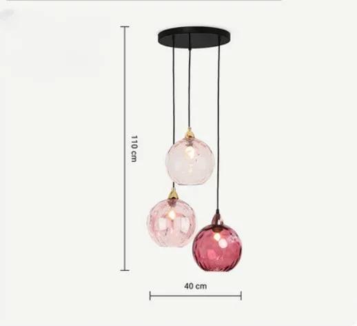 Nordic Colored Glass Ball Lustre Pendant Lights Modern Water Grain Restaurant Kitchen Hanging Light Fixture Bedroom Bedside Lamp