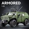 1:20 Dongfeng MS Off-road Armored Vehicle Model Sound Light Pull Back Simulation Alloy Military Model Car Diecast Toy Boy Gift