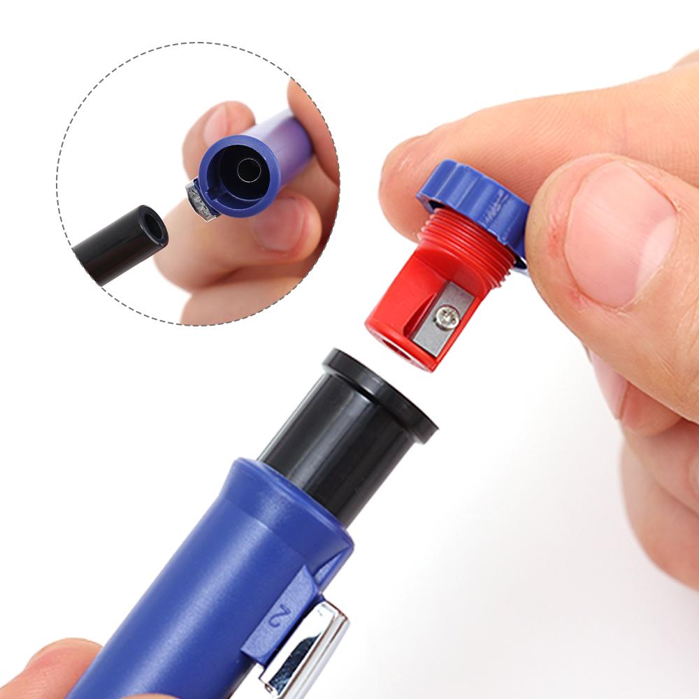 4-1Pack Solid Carpenter Pencil with Refill 40mm Long Nosed Deep Hole Mechanical Pencil Marker for Woodworking Construction
