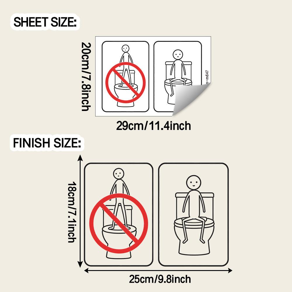 Funny Stick Figure Cartoon Characters Bathroom Toilet Stickers for Home Decoration Stickers