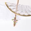 New Necklace Creative Leaf Wrapped Cross Pendant Charm Women's Diamond Clavicle Chain