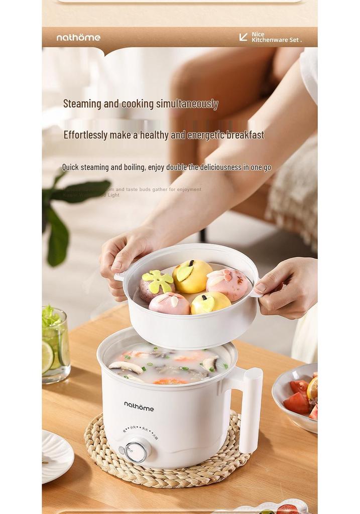 Multifunctional Mini Electric Cooker: All-in-One Pot for Steaming, Frying, Braising, and Cooking - Perfect for Dormitory Use.