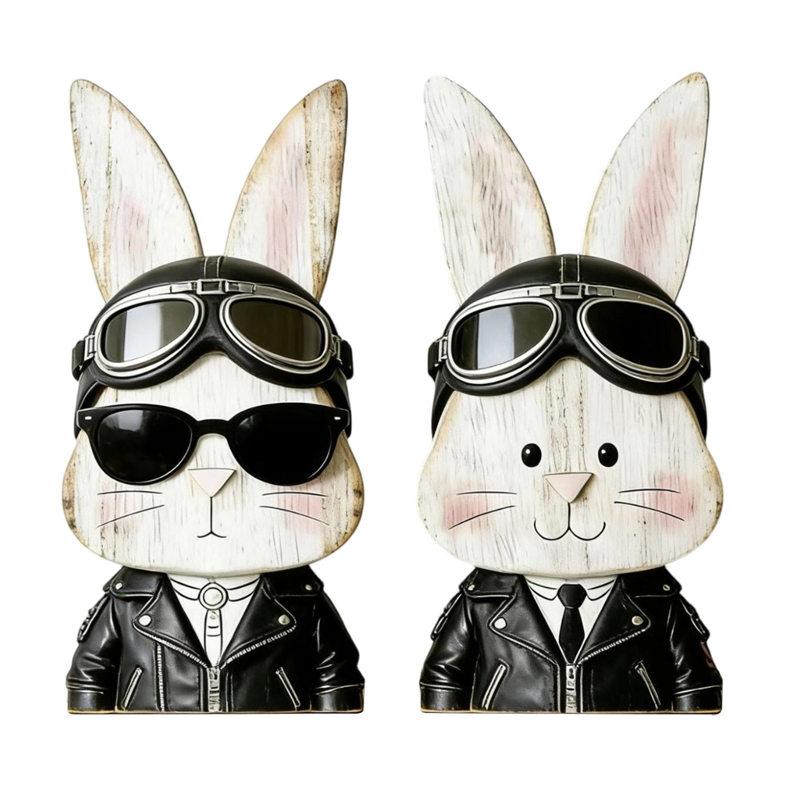

Easter Bunny Figurine, Wooden Craft, Home Decoration, Couple Bunny Figurine With Glasses. One Size