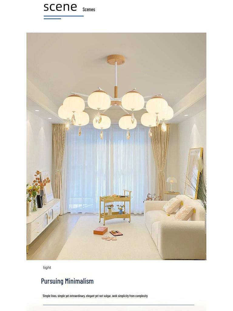 Nordic Modern LED Wood Chandelier – Japanese Style, Eye-Friendly Bird Design for Living Rooms and Restaurants