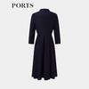 PORTS Women's Long Sleeve Shirt Collar Midi Dress