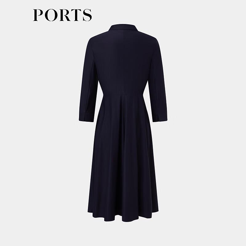 PORTS Women's Long Sleeve Shirt Collar Midi Dress