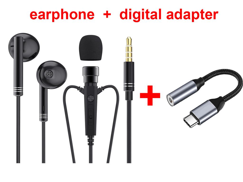 Type C&3.5mm For Live Broadcast Karaoke Clip On Earphones Portable In-ear Headsets HD Mic Hifi Sound Gamer Earphones for Samsung