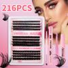 216 Clusters Of Thick False Eyelashes Set 60D80D100D Natural Curl Diy Segmented Eyelashes