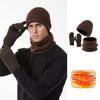 3Pcs/Set Winter Hat Scarf Gloves Set Solid Color Windproof Brimless Hat Neck Warmer Touch Screen Gloves Set