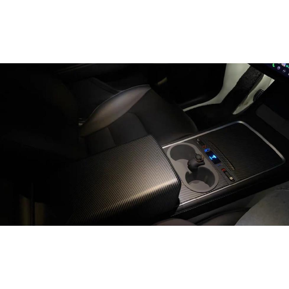 For Tesla Model 3 / Y Matte Carbon Fiber Interior Central Armrest Box Panel Trim
