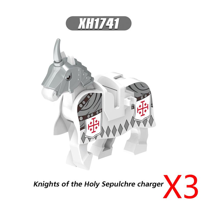 Military Building Blocks Medieval Solider Knights Equipments Mount War-Horse Wolf Flag Vests Shields Fiery Dragon Mini Blocks