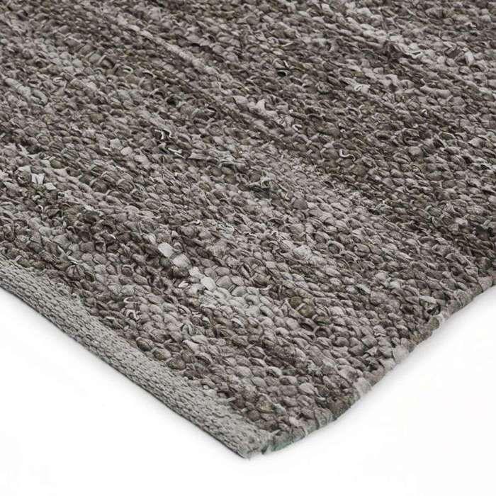 Tapis salon en cuir tressé gris taupe 60x120