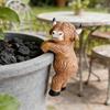 Highland Cow Statue Resin Small Cow Planter Pot Hanger Climbing Animal Flower Pot Hugger for Garden Patio Fence Lawn Yard Plant Pot Decor