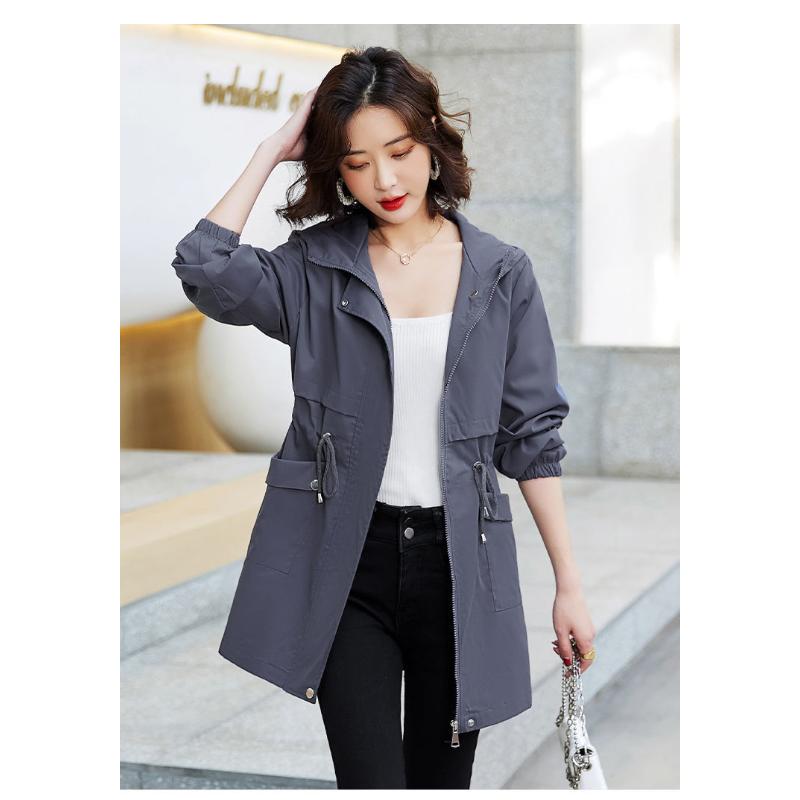 Spring and Autumn Thin Windbreaker Women's Mid-Length New Casual Western Style Coat Jacket