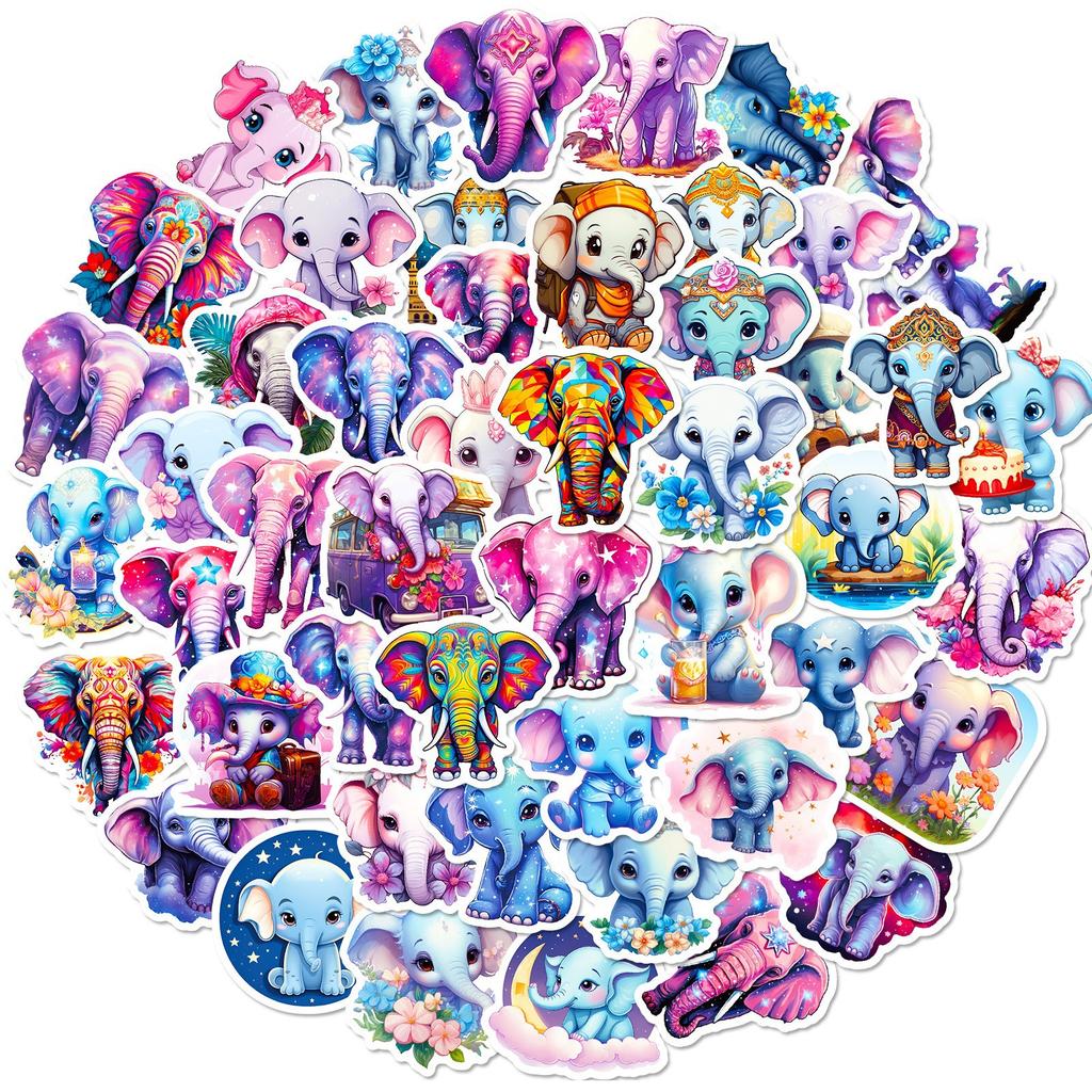 50 Pink Little Elephant Stickers New Cartoon Children's Kindergarten Children's Room Cute Pink Little Elephant