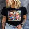 Polyester 100% Fashionable Grandma Printed T-shirt Unique Pattern Style Gift, Ladies' Round-neck Casual Sporty Comfortable  Summer
