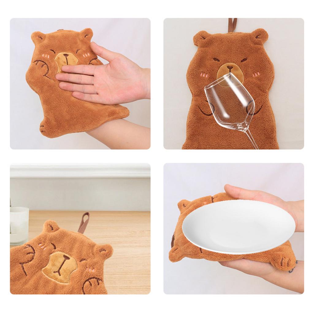 Niedliche Capybara-Muster Kinderhandtücher Mikrofaser Saugfähig Schnelltrocknend Hängende Waschlappen