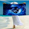 Eerie Blue Skull Artwork Beach Towel, Super Soft Microfiber, Gift for Her/Him, Birthday, for Pool, Beach, Travel, Home Decor Fan Gifts