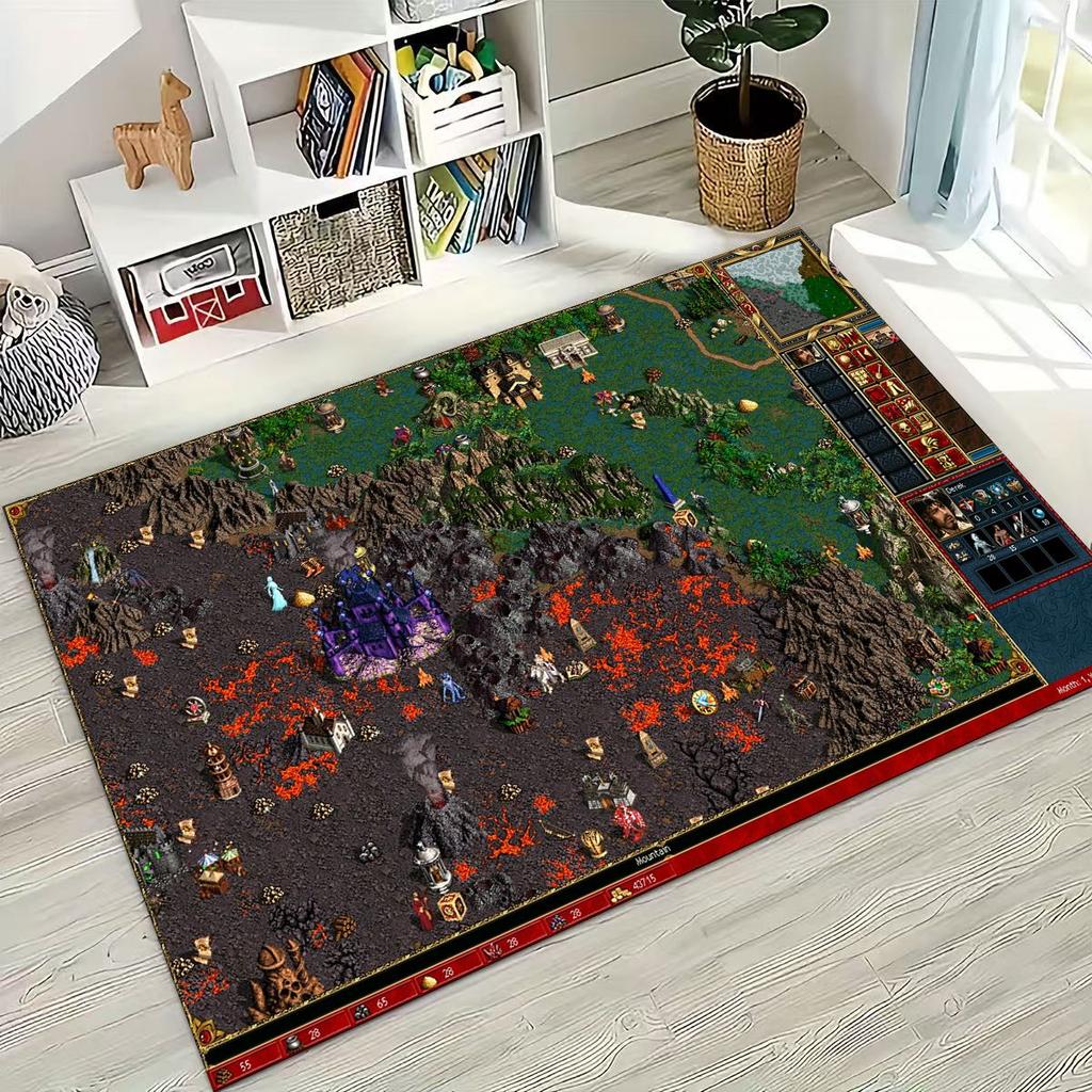 Retro Heroes of Might and Magic Map Games Art Rug for Bedroom Living Room Sofa Home Doormat Decor,Large Kids Non-slip Floor Mat