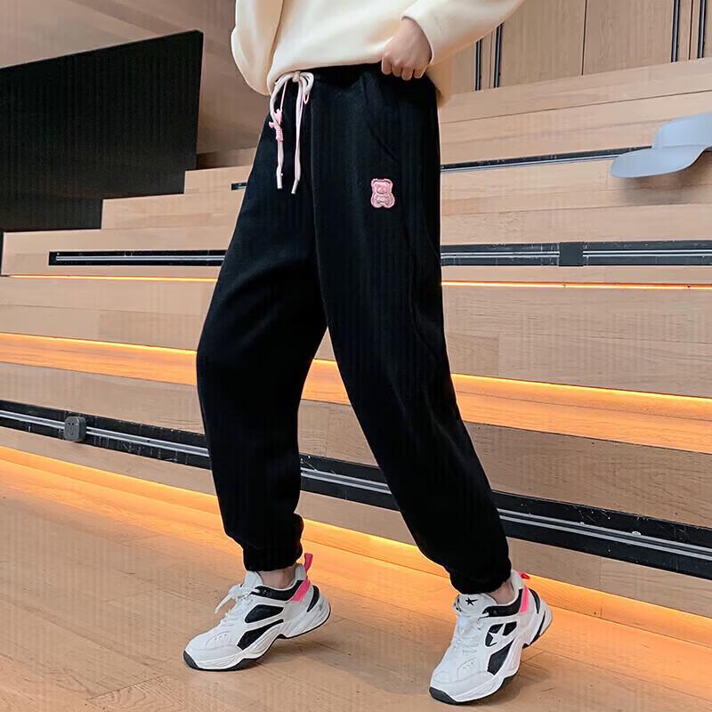 

Girls Plush-Lined Elastic Waist Cotton Blend Winter Sweatpants 130