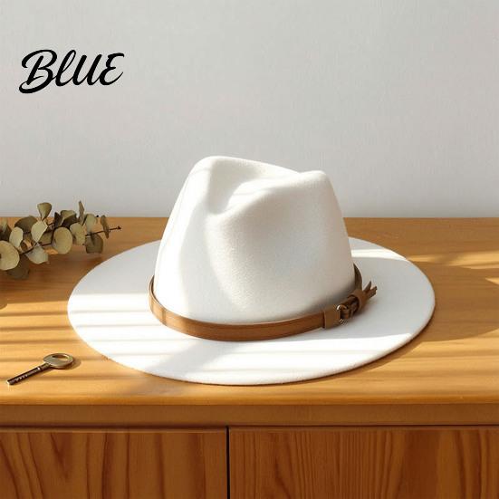 Chapeau Décontracté pour un Usage Quotidien Chapeau Fedora en Feutre de Laine Panama Unisexe avec Bande en Simili Cuir Headgear Laineux Durable Trilby à Large Bord Vintage pour Femmes