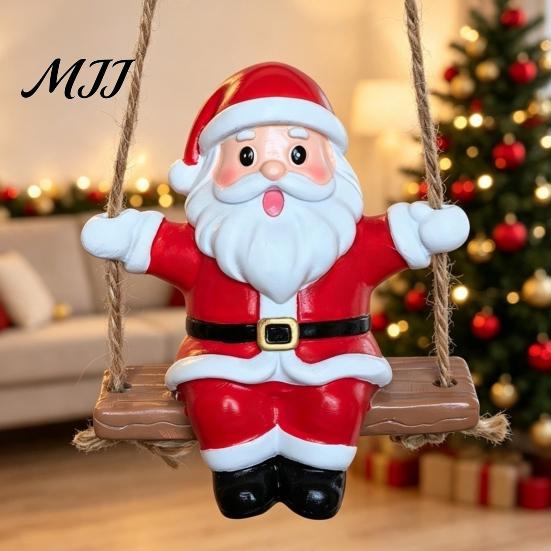 Decorative Santa Figurine Swing Claus Ornament, Resin Christmas Tree Holiday Home Decor Hanging Decoration, Seasonal Pendant Festive Ornament