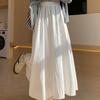 Women's Light Color High-Waist A-Line Pleated Maxi Skirt - Summer Thin-Fabric Flared Umbrella Silhouette for Slim Fit