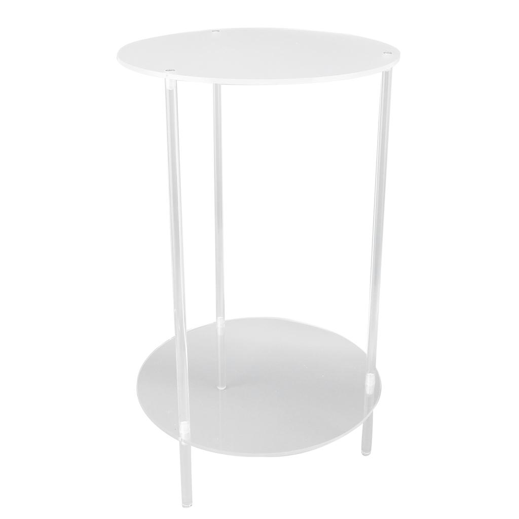 Clear Acrylic Side Table 2 Tier Round Top Nightstand Small Modern End Table for Living Room Bedroom