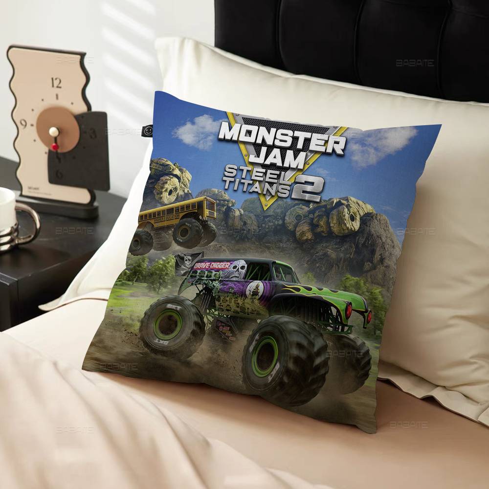 Cartoon Monster Jam Personalized Pillow Dust Cover Bedroom Kids Party Decoration Pillowcase Birthday Children Gift