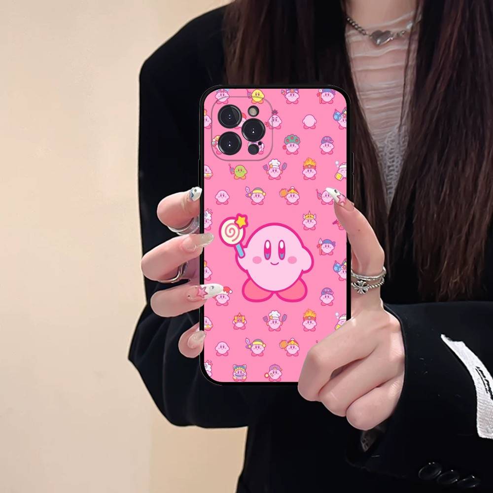 Anime K-Kirby Lovely Phone Case For Iphone 16 15 17 13 14 12 11 Pro Max Plus Black Shell Cover Case