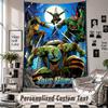 Wall Hanging Tapestry With Custom Name & Text, Teenage Mutant Ninja Turtles Decorative Tapestry For Bedroom