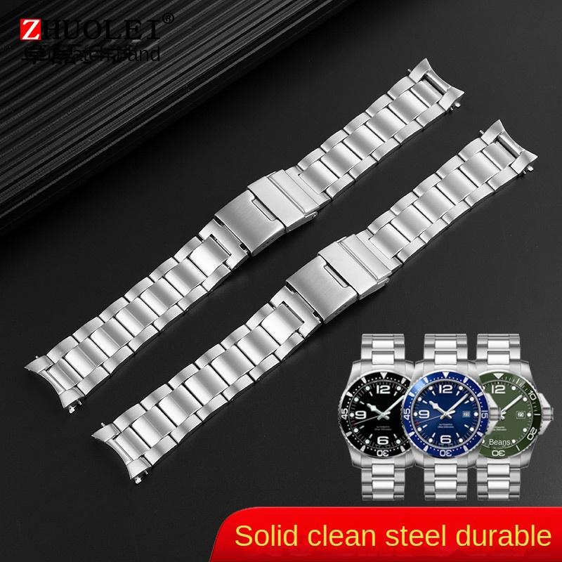 21mm high Quality Stainless Steel Watchband For Longines Strap L3 hydroconquest L3.642.4/L3.781.4/L3.782 Watch Band Curved End