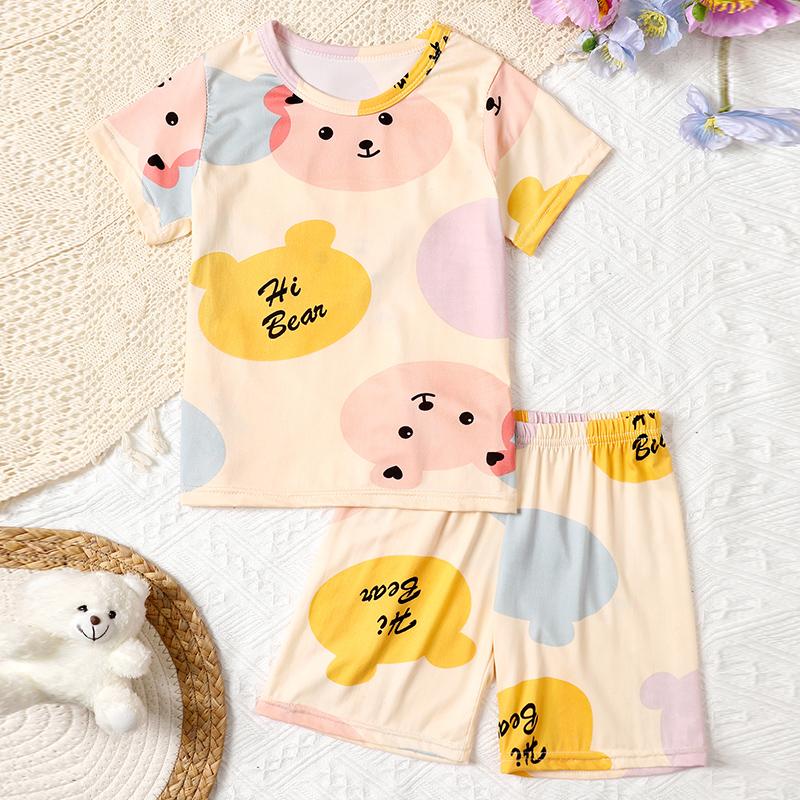 Summer 3D Print Children's Fashion Home Clothes Suit Boy Comfortable Joker Dinosaur Short-sleeved Girl Sweet Pink Shorts Suit